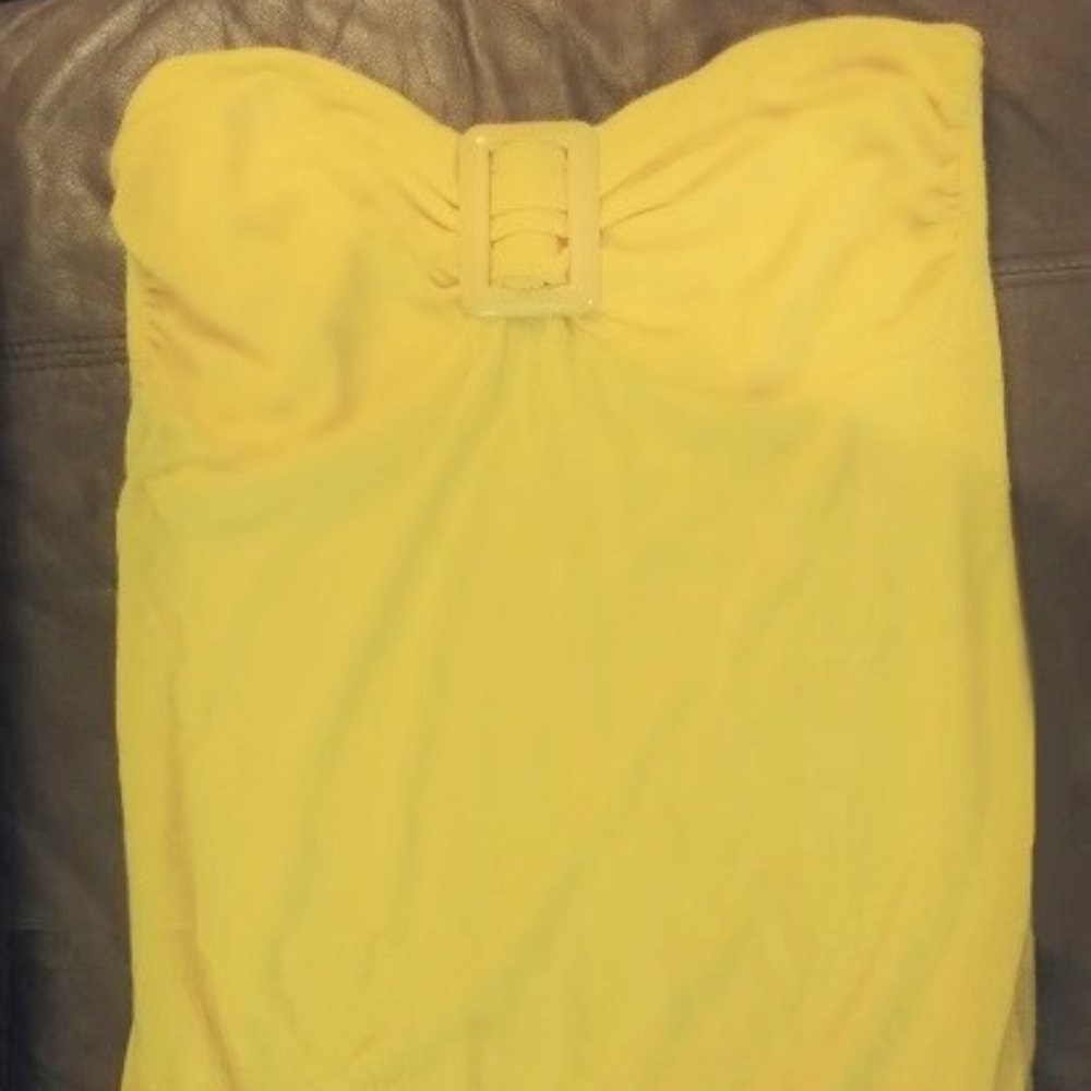 Y2K Yellow Buckle Tube Top Shirt Wet Seal Medium Med M 2000's summer sunshine !!